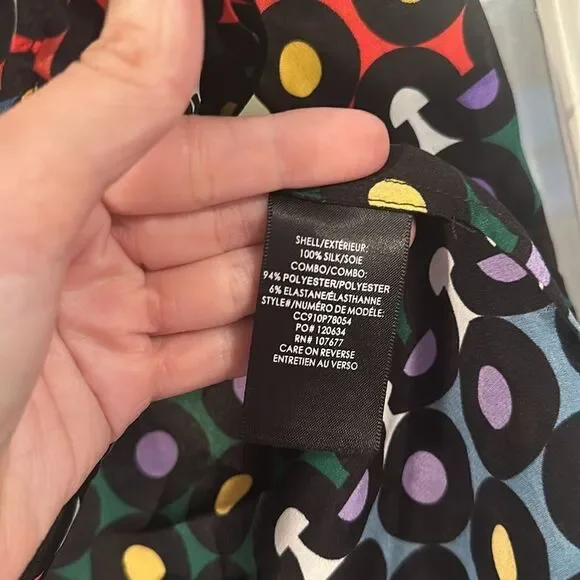 Alice + Olivia Willa Color Placket Silk Blouse Rainbow Dot Women's Small - Picture 4 of 6